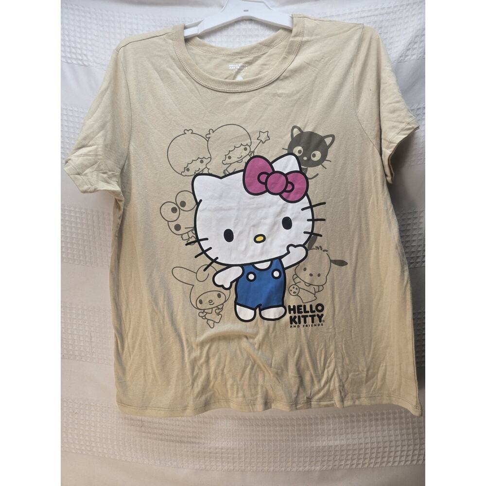 Hello Kitty T-Shirt Womens XL Tan Short Sleeve Graphic Tee 6335